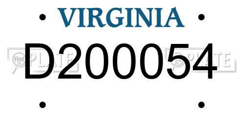 D200054 Virginia License Plate