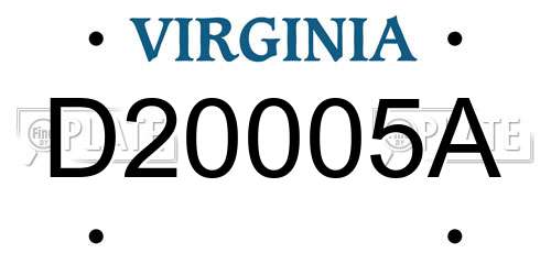 D20005A Virginia License Plate