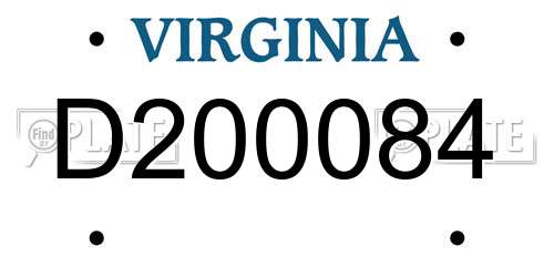 D200084 Virginia License Plate