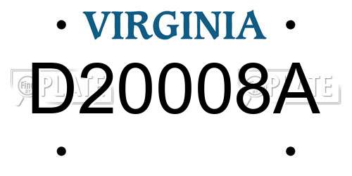 D20008A Virginia License Plate