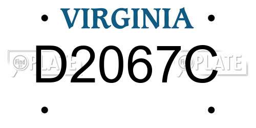 D2067C Virginia License Plate