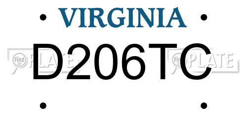 D206TC Virginia License Plate