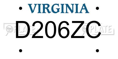 D206ZC Virginia License Plate