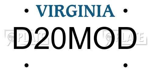 D20MOD Virginia License Plate