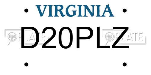 D20PLZ Virginia License Plate