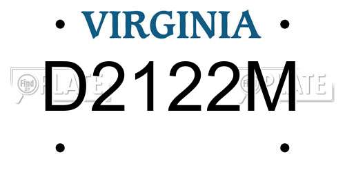 D2122M Virginia License Plate