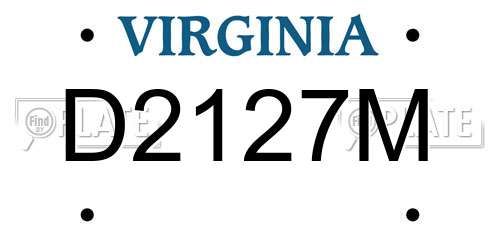 D2127M Virginia License Plate