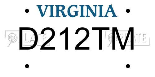 D212TM Virginia License Plate