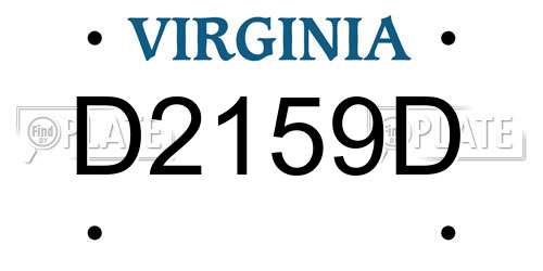 D2159D Virginia License Plate
