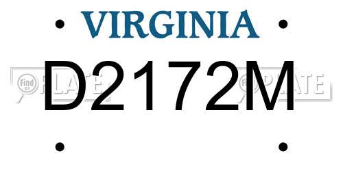 D2172M Virginia License Plate