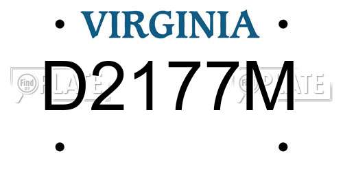 D2177M Virginia License Plate
