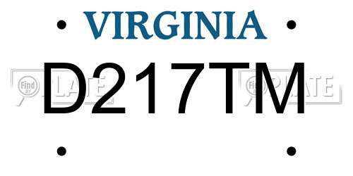 D217TM Virginia License Plate
