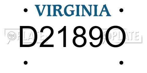 D2189O Virginia License Plate