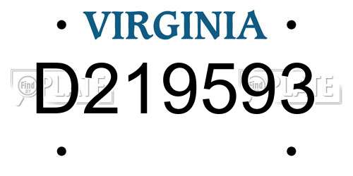D219593 Virginia License Plate