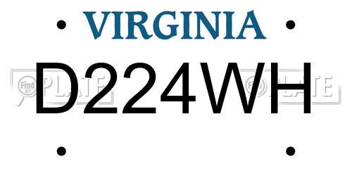 D224WH Virginia License Plate