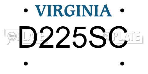 D225SC Virginia License Plate