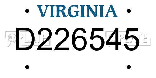 D226545 Virginia License Plate