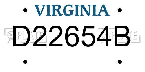 D22654B Virginia License Plate