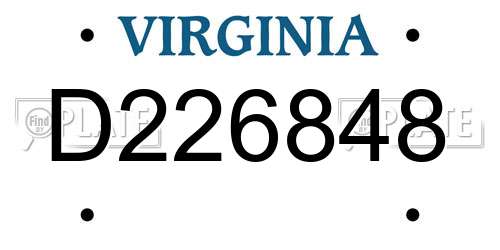 D226848 Virginia License Plate