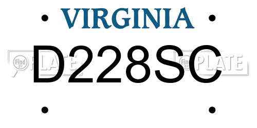 D228SC Virginia License Plate
