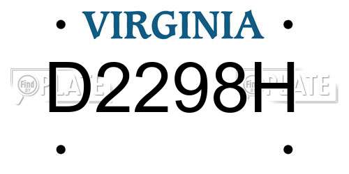 D2298H Virginia License Plate