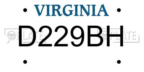 D229BH Virginia License Plate