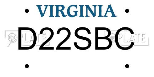 D22SBC Virginia License Plate