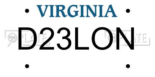 D23LON Virginia License Plate