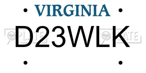 D23WLK Virginia License Plate