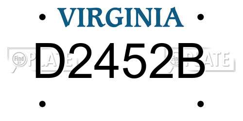 D2452B Virginia License Plate