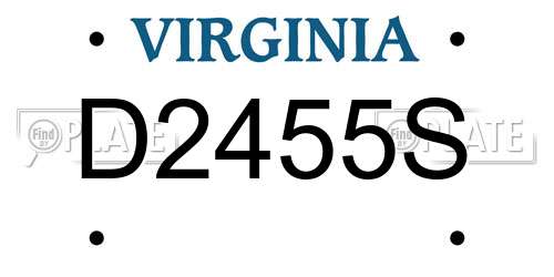 D2455S Virginia License Plate