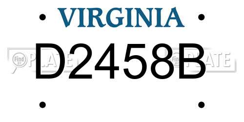 D2458B Virginia License Plate