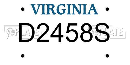 D2458S Virginia License Plate