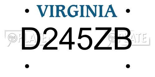 D245ZB Virginia License Plate
