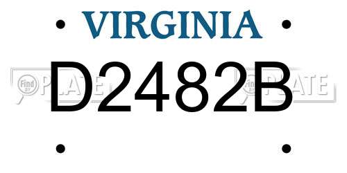 D2482B Virginia License Plate