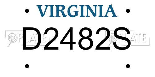 D2482S Virginia License Plate