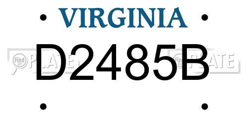 D2485B Virginia License Plate
