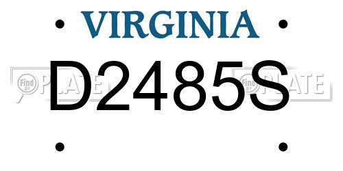 D2485S Virginia License Plate