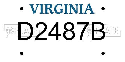 D2487B Virginia License Plate