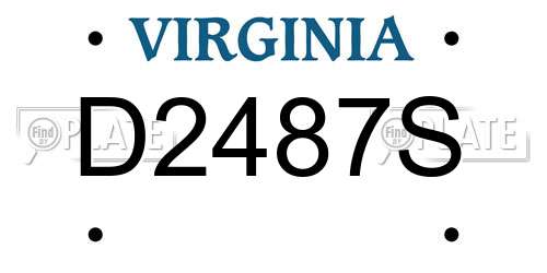 D2487S Virginia License Plate