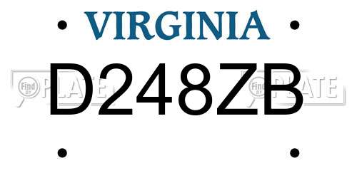 D248ZB Virginia License Plate
