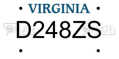 D248ZS Virginia License Plate