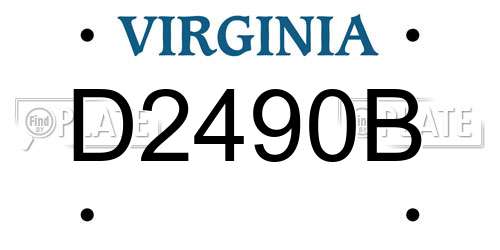 D2490B Virginia License Plate