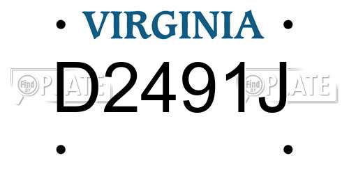 D2491J Virginia License Plate
