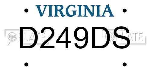 D249DS Virginia License Plate