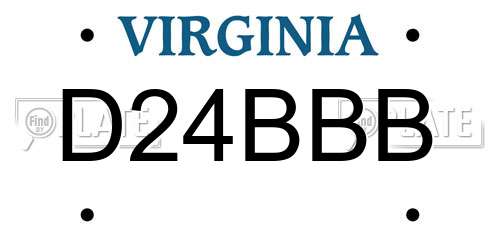 D24BBB Virginia License Plate
