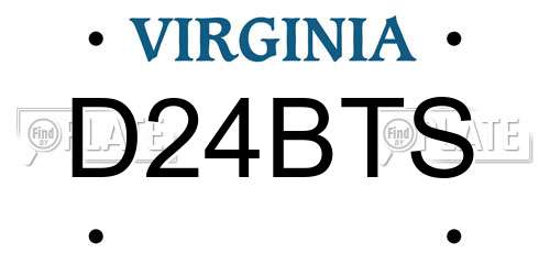 D24BTS Virginia License Plate