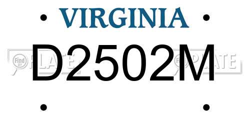 D2502M Virginia License Plate
