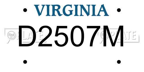 D2507M Virginia License Plate