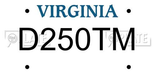 D250TM Virginia License Plate